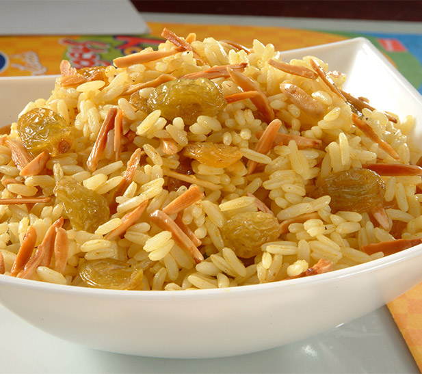 Arroz al curry con pasas