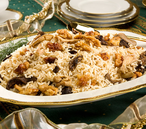 Arroz con hongos y nueces